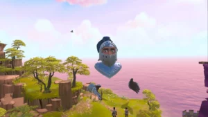 Townsmen VR Spielszene mit schwebender Spielfigur und Hand Interaktion in Virtual Reality