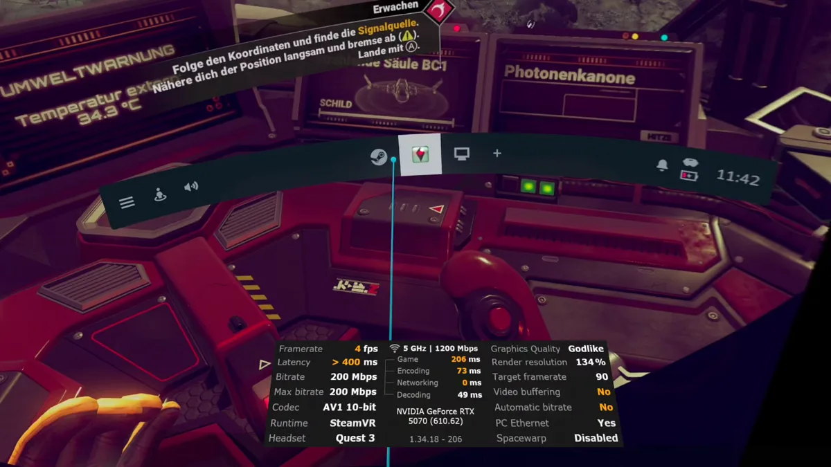 No Mans Sky VR mit Godlike Grafik ohne DLSS Reserven: nur 4 FPS auf einer RTX 5070