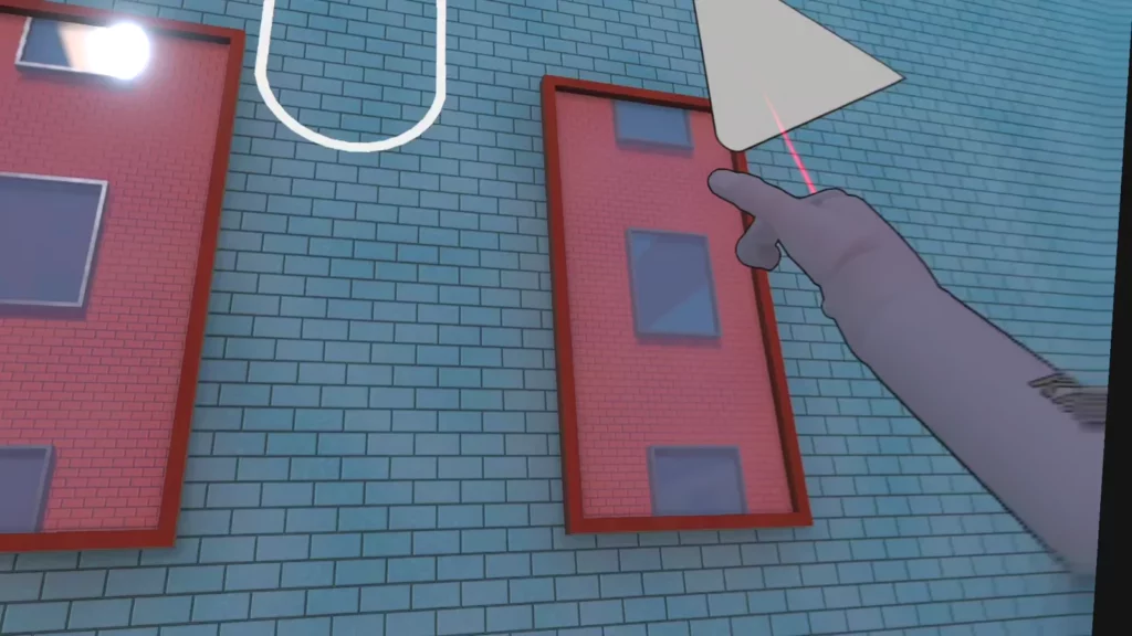 Community-Map in Brutalistick VR mit Stadtstraße und Backsteinhäusern