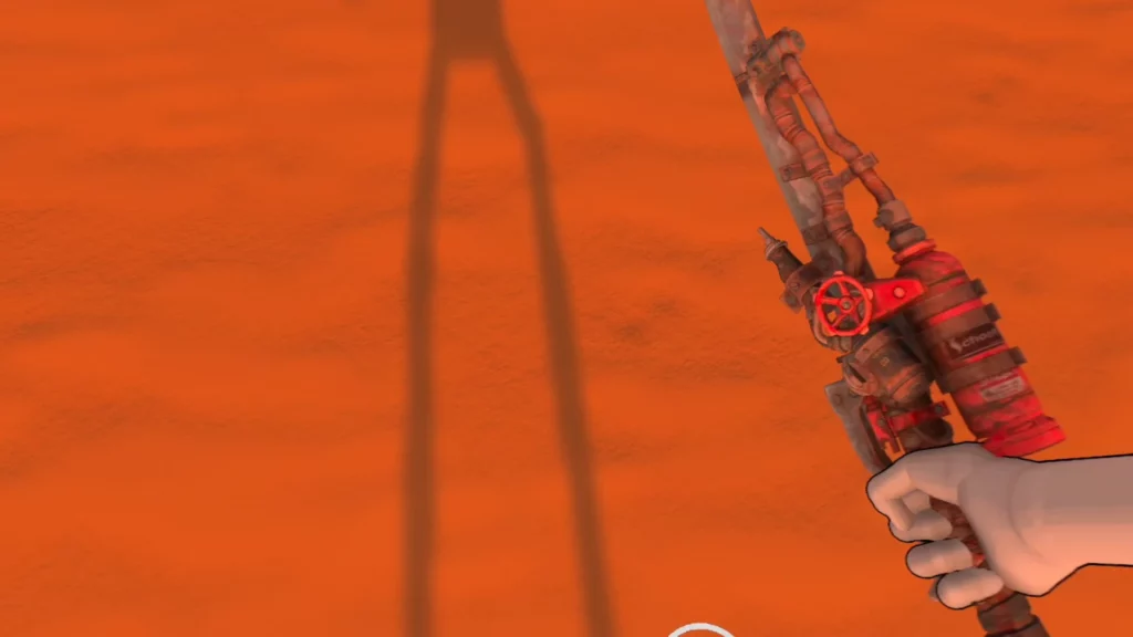 Fallout-Shishkebab als Mod in Brutalistick VR, rostiges Rohrschwert mit rotem Ventilrad und Propantank