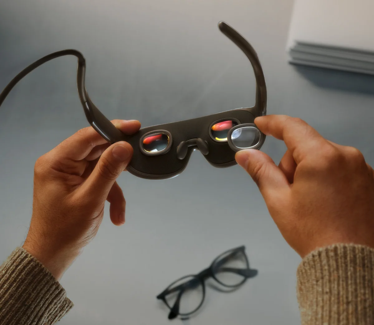 Innenseite der Meta VR Glasses mit den kompakten Pancake-Linsen