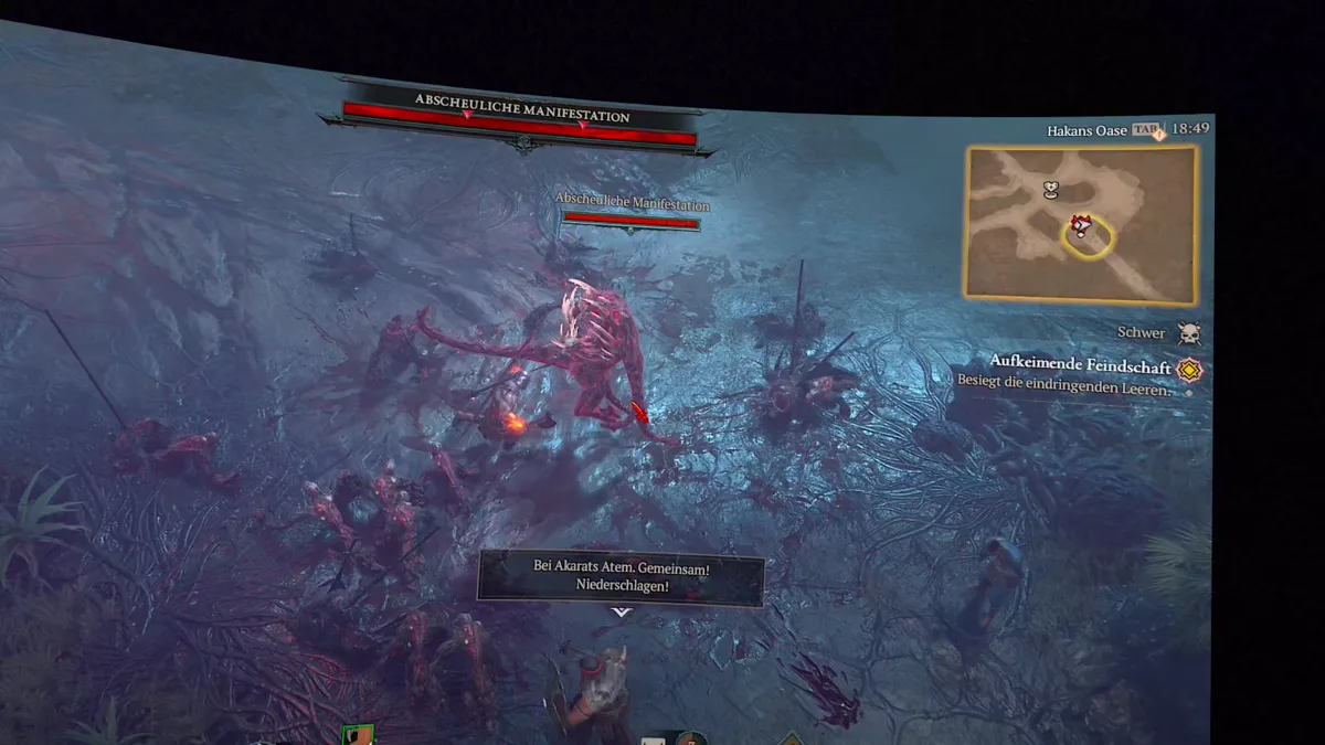 Bosskampf gegen die Abscheuliche Manifestation in Diablo 4 auf der Meta Quest 3