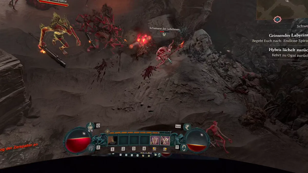 Gefallene und Schamanen im Grinsenden Labyrinth von Diablo 4 auf der Meta Quest 3
