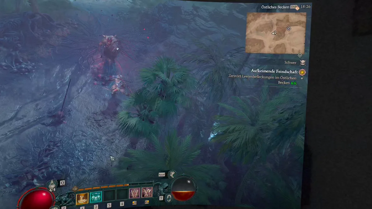 Östliches Becken in Nahantu in Diablo 4 auf der Leinwand der Meta Quest 3