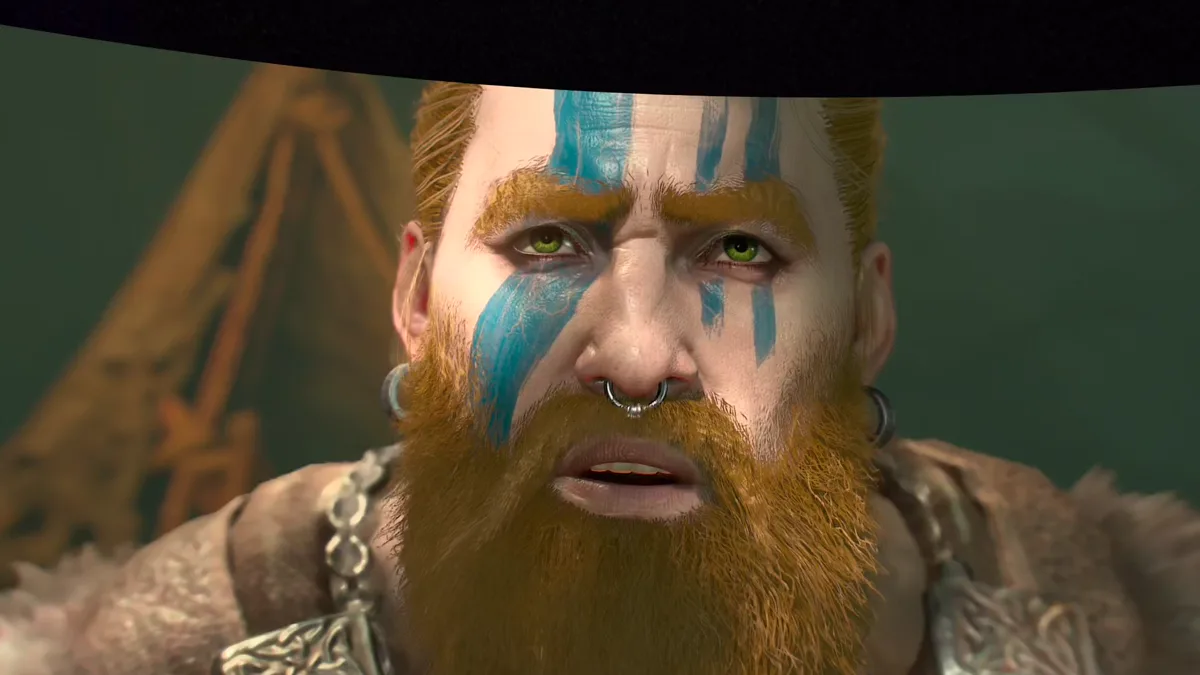 Nahaufnahme des eigenen Barbaren in einer Zwischensequenz von Diablo 4 auf der Meta Quest 3