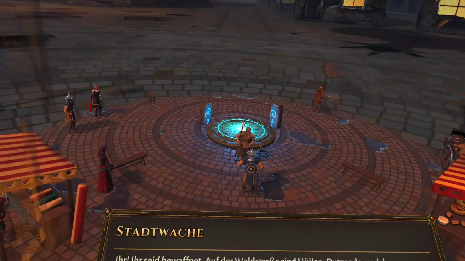 Twilight Hour: Dialog mit der Stadtwache auf dem Stadtplatz von Hollowmere