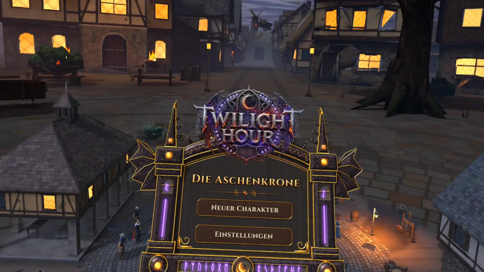 Twilight Hour Titelbildschirm mit dem Schriftzug Die Aschenkrone auf der Meta Quest 3